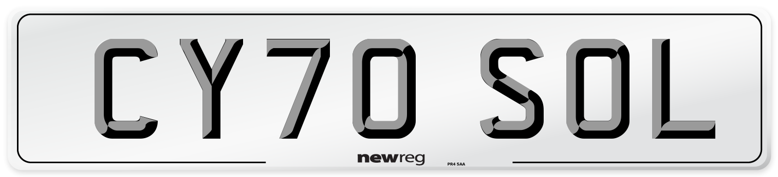 CY70 SOL Number Plate from New Reg